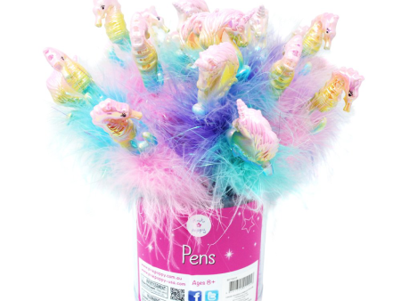 PINK POPPY SEAHORSE AND UNICORN FLUFFY PENS Online Hot Sale