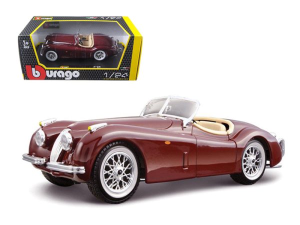 1951 Jaguar XK 120 Roadster Burgundy 1 24 Diecast Model Car by Bburago on Sale