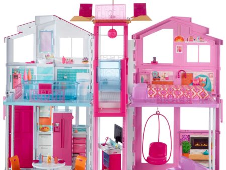 Barbie 3-Story Townhouse Dollhouse With Elevator, Swing Chair, Furniture And Accessories Online