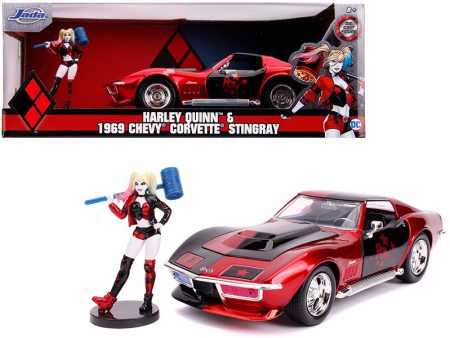 1969 Chevrolet Corvette Stingray with Harley Quinn Diecast Figure \DC Cheap