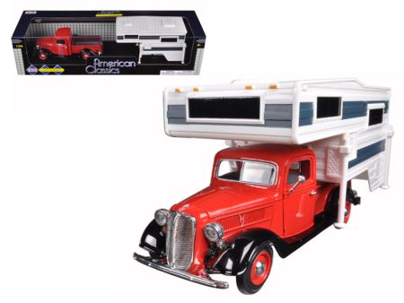 1937 Ford Pickup Truck Red with Camper Shell 1 24 Diecast Model Car by on Sale